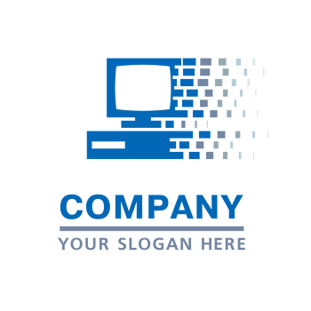 蓝色科技计算机logo矢量