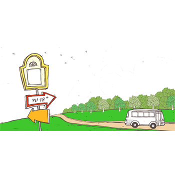 手绘远处的小路