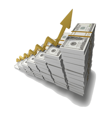 铺成梯状的金钱箭头直线上升