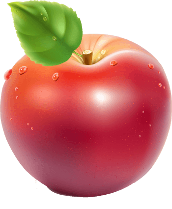 带叶子红富士苹果素材