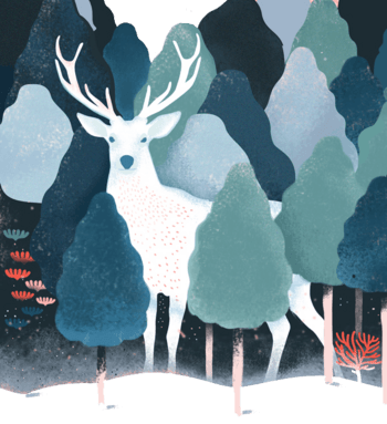 卡通手绘麋鹿森林