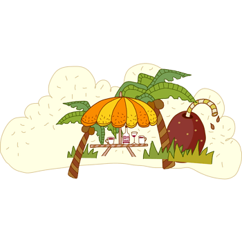 卡通手绘夏日椰树遮阳伞