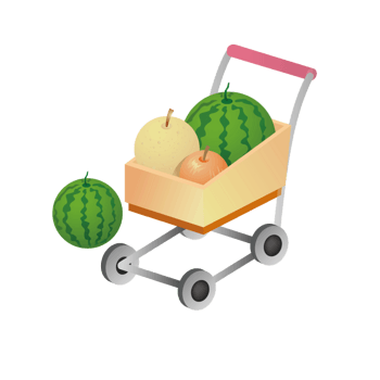 矢量水果车购物车