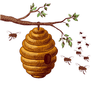 卡通蜂巢与蜜蜂