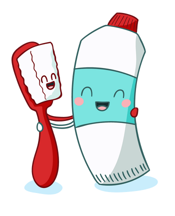 卡通牙刷牙膏