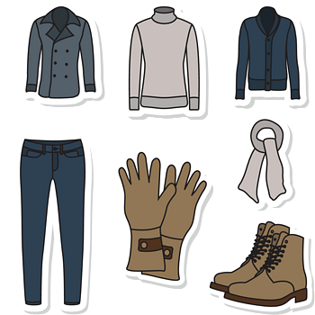 手绘冬季服装贴纸