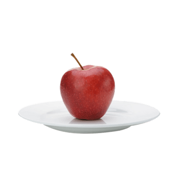 盘子里一个红苹果