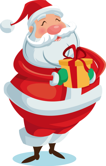 卡通圣诞老人礼物矢量图