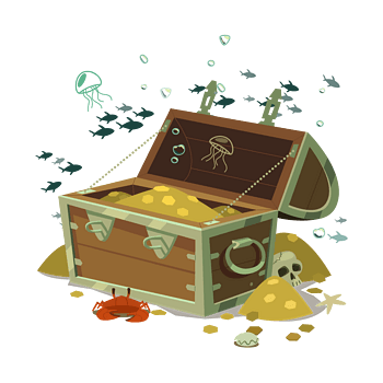 矢量打开的海底宝藏