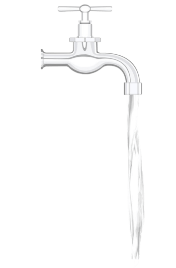 白色手绘流水水龙头