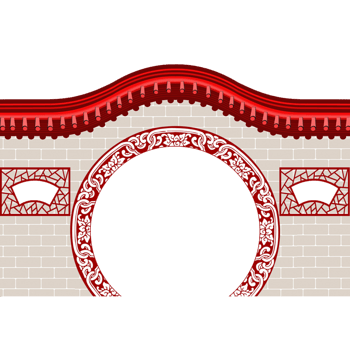 手绘喜庆中式拱门