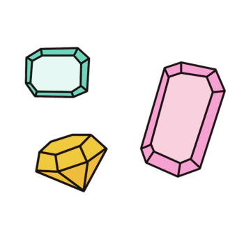 红黄绿宝石卡通手绘