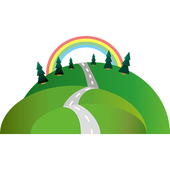 矢量草地公路彩虹