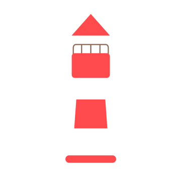 卡通儿童画红色灯塔