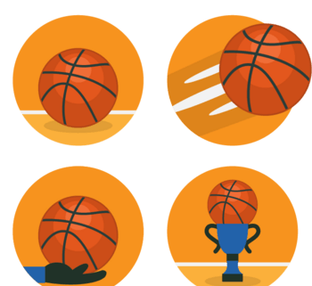 4款篮球图标矢量素材