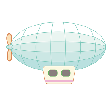 蓝色卡通儿童画空艇