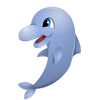 矢量卡通可爱跳跃蓝色海豚