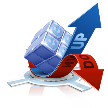 蓝色魔方箭头免抠素材