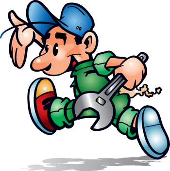 矢量手绘拿扳手的维修工