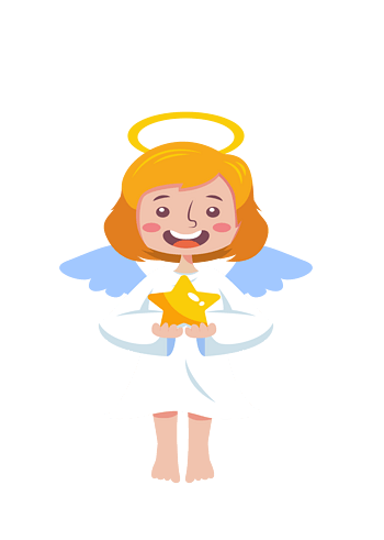 矢量多色光环捧星微笑天使图案