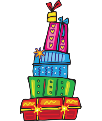 矢量卡通圣诞礼物山