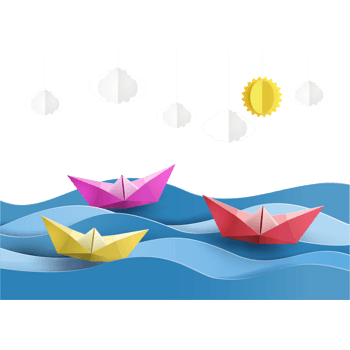 矢量纸船和白云