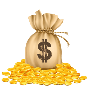 美金金币钱袋手绘卡通