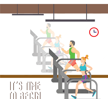 卡通健身男女海报矢量图