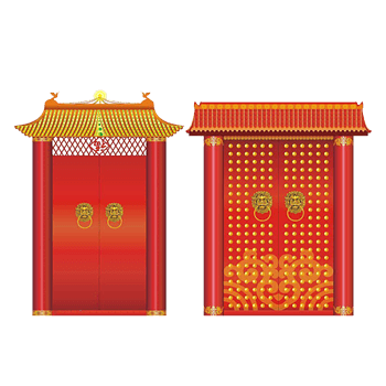 两扇大红门
