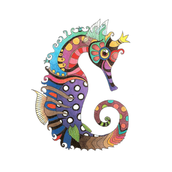 卡通彩色海马素材