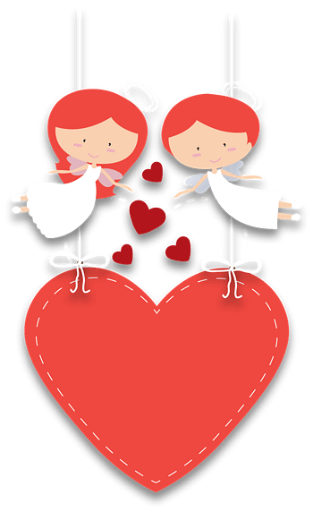 一对天使爱心卡片矢量图