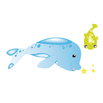 矢量卡通蓝色可爱鲸鱼