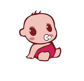 婴儿穿着红色尿布含着奶嘴