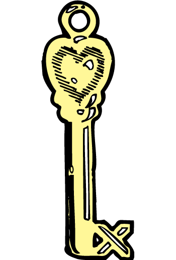 黄色爱心钥匙卡通矢量