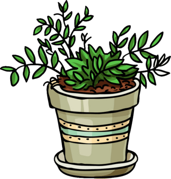 卡通线条绿植盆栽