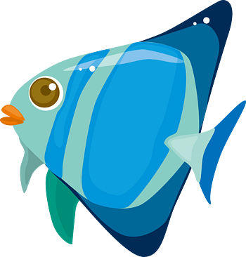 卡通蓝色海鱼观赏鱼矢量图