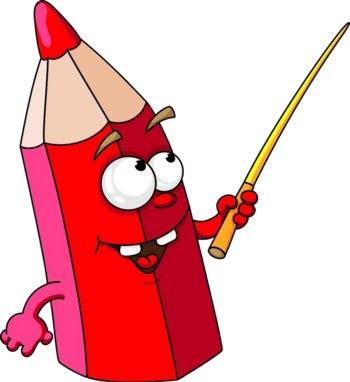 红色铅笔卡通造型元素