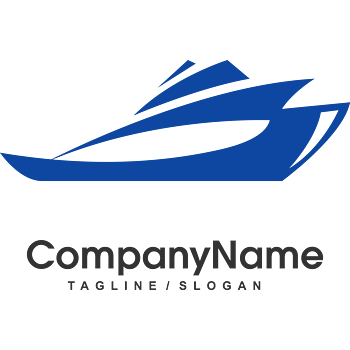 矢量蓝色回行轮船logo