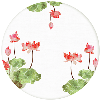 荷叶荷花圆形装饰元素