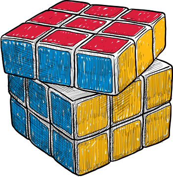 矢量彩色手绘魔方