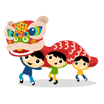 矢量图卡通舞狮会