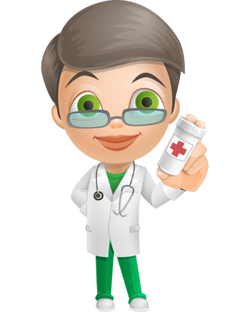 卡通手绘戴眼镜拿药医生