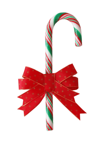 红色蝴蝶结圣诞拐杖糖果拐杖