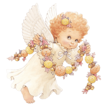 拿着花环的白色天使