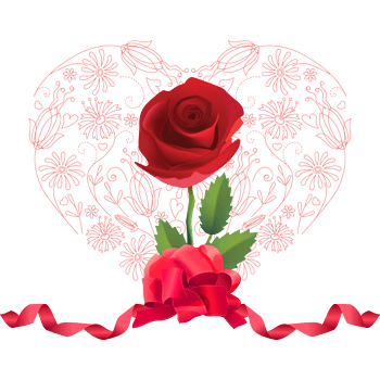 情人节心形丝带红色玫瑰