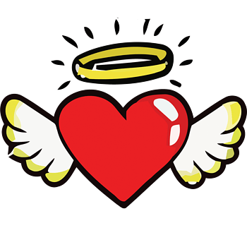 矢量手绘挥翅膀的爱心素材