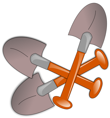 三把卡通的铁锨