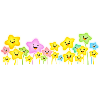 卡通手绘笑脸星星花