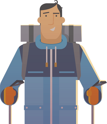 登山人卡通手绘图标元素