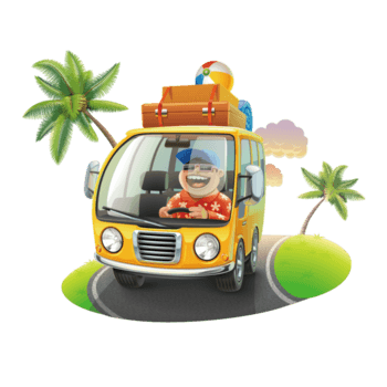 手绘卡通春游自驾游